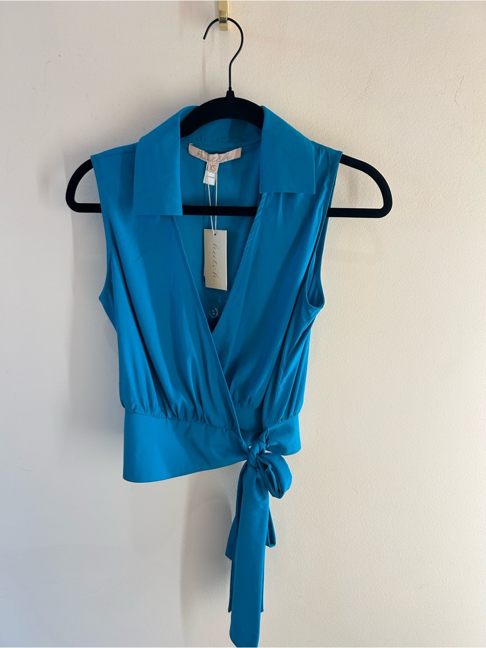 Hutch Bright Turquoise Sleeveless Wrap Tie Camisole